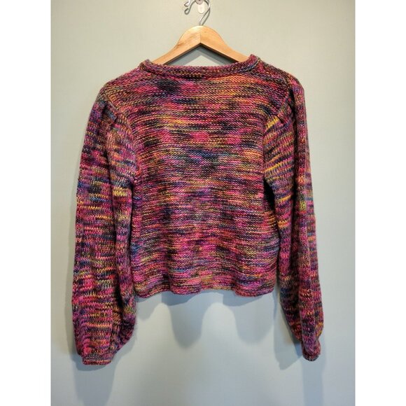Willow Root Rainbow Puff Sleeve Crop Sweater Sz M - Picture 4 of 6